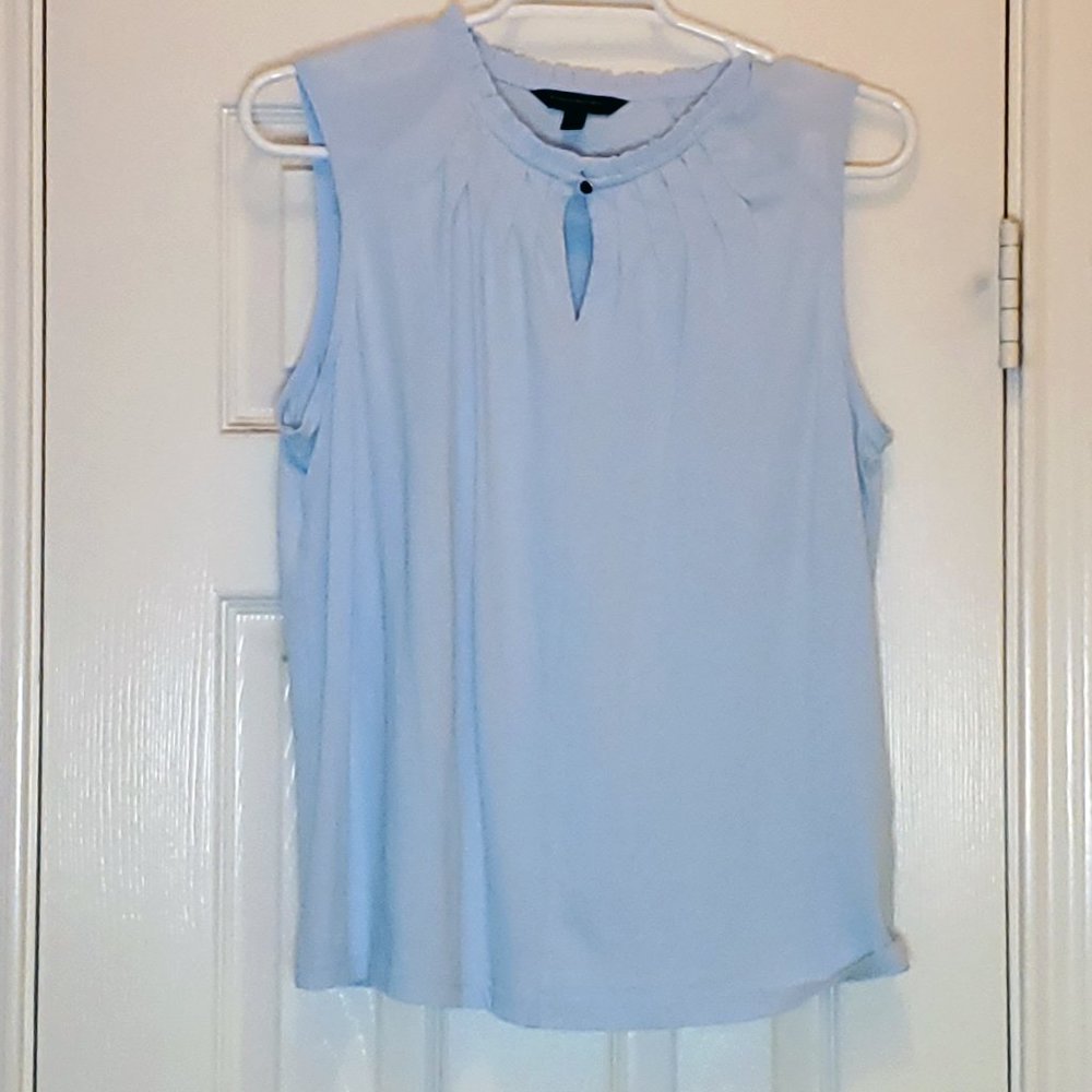 BANANA REPUBLIC Top S baby blue keyhole sheer shoulder blouse tshirt